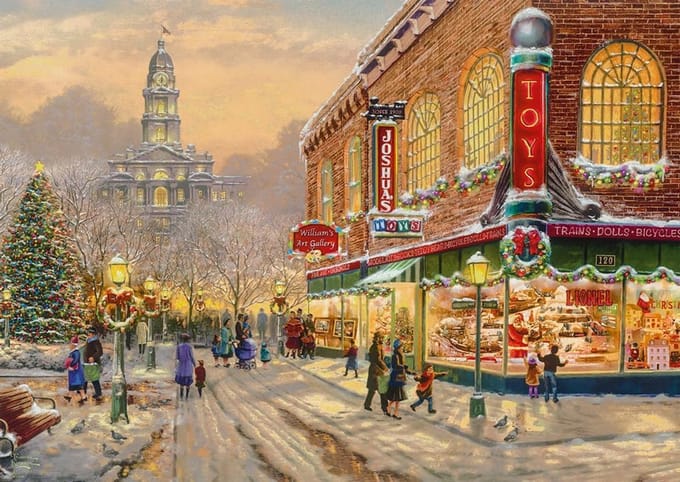 Kerstpuzzel van 1000 stukjes - Een kerstwens van Thomas Kinkade
