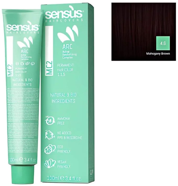 Sensus MC2 Hair Dye Vegan Friendly 4.6 Majogany Brown 100ml
