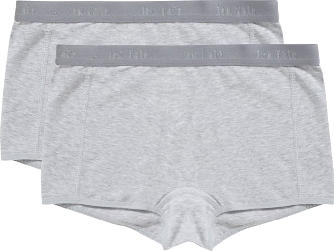 Ten Cate Basics organic cotton stretch shorts grey melange 2 pack voor Meisjes | Maat 98/104