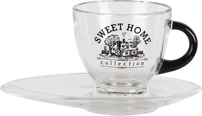Clayre & Eef Kop en schotel 230 ml Glas Servies
