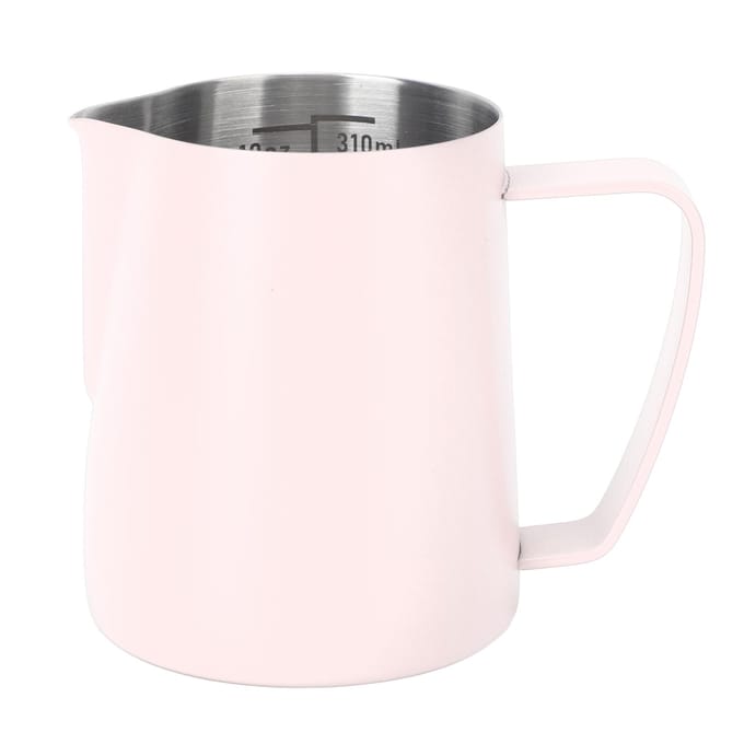 Pichet à lait à bec pointu, mousseur à café, 310 ml, acier inoxydable 304, avec graduation intérieure L rose