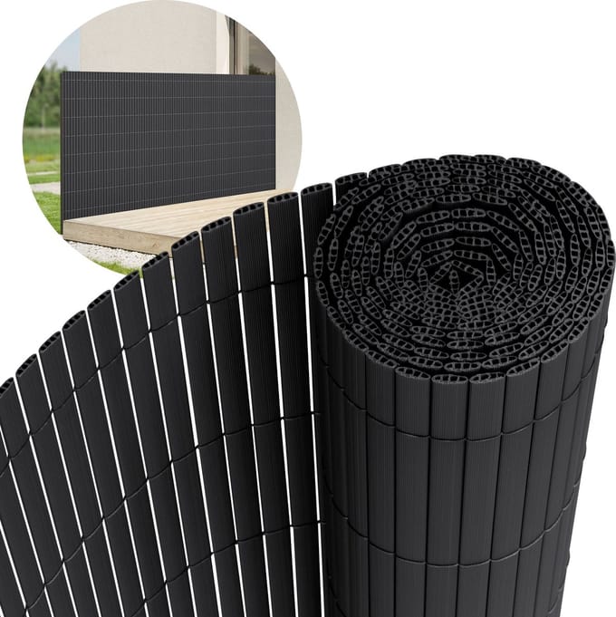 ECD Germany PVC privacyscherm mat 100x800 cm (2x 4m), antraciet, privacy hek 3-gewichtsversterking, UV-bestendig, windscherm balkonbekleding, privacyscherm voor tuin, balkon & terras