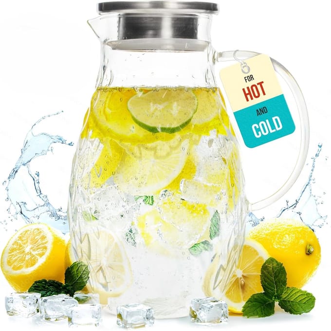 Glazen Waterkan met Filter - 2L - Ideaal voor Dranken