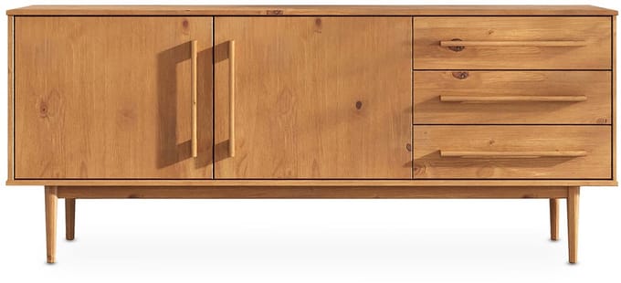 Sideboard TECCA 170 cm met 2 deuren en 3 lades van massief hout – eikenhouten afwerking