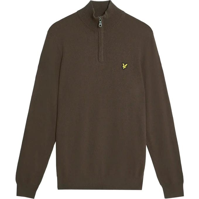 Lyle & Scott Half Zip Pullover Merinowol Espresso - Maat M - Heren - Quarter zip