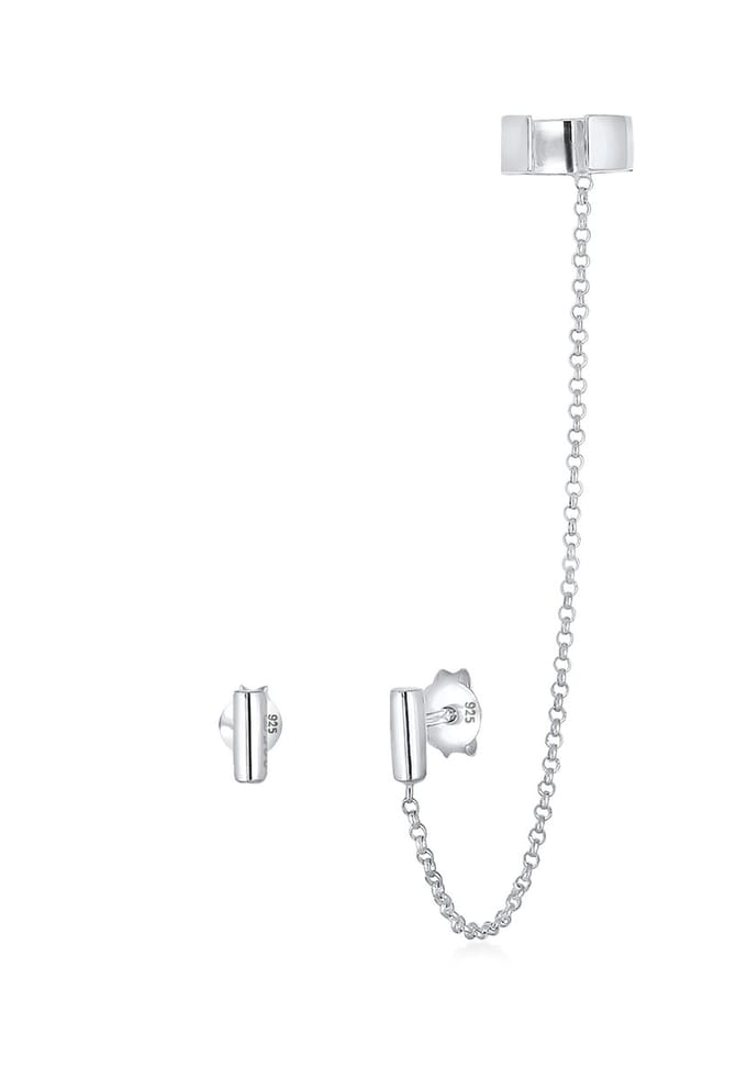 Elli Oorbellen Earcuff asymmetrisch minimal geo 925 zilver