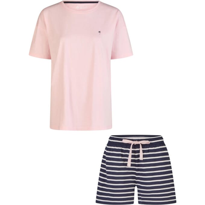 By Louise Dames Korte Pyjama Set Shortama Roze/Donkerblauw - Maat M