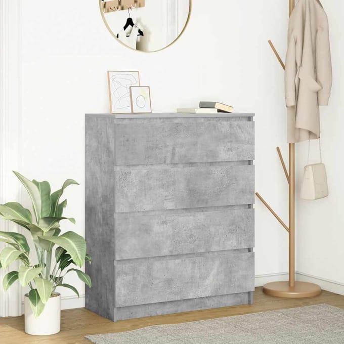 vidaXL - Dressoir - 80x35x99 - cm - spaanplaat - betongrijs