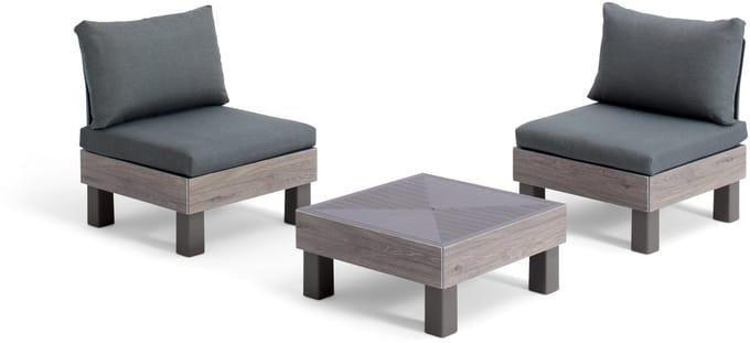 Keter Signature Elements Balkonset - 2 personen - met groene kussens - Cappuccino/Ashwood