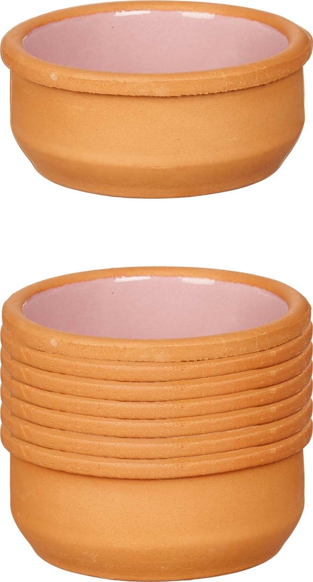La Dehesa Tapas/creme brulee serveer schaaltjes - 12x - mini - terracotta/roze - 8 x 4 cm