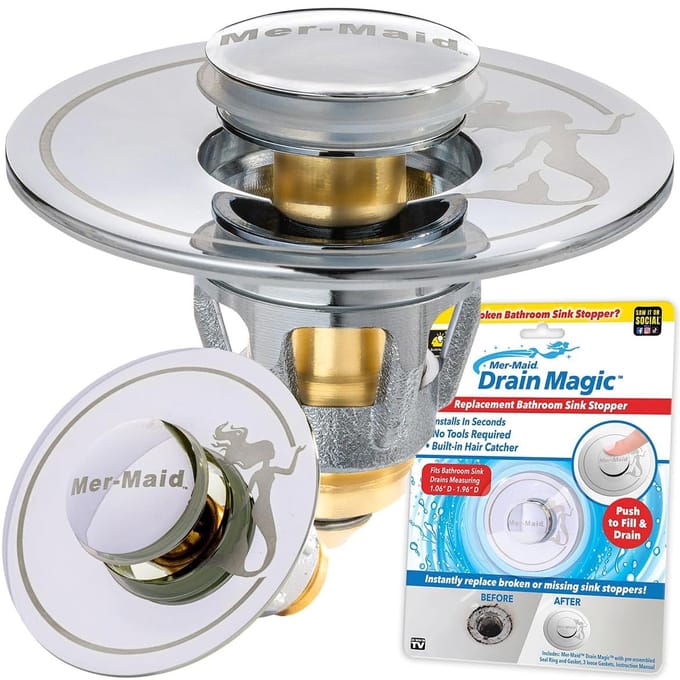 Mer-Maid Drain Magic Afvoerstopper - Chroom/Messing