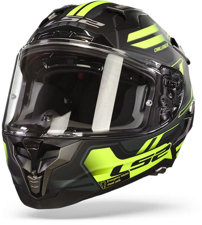 LS2 FF327 Challenger Spin M.Cobalt H-V Geel Integraalhelm - Maat S - Helm