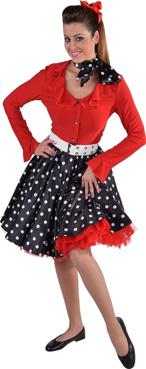 Magic Design Rok Rock'n Roll Dames Satijn Zwart Maat S/m