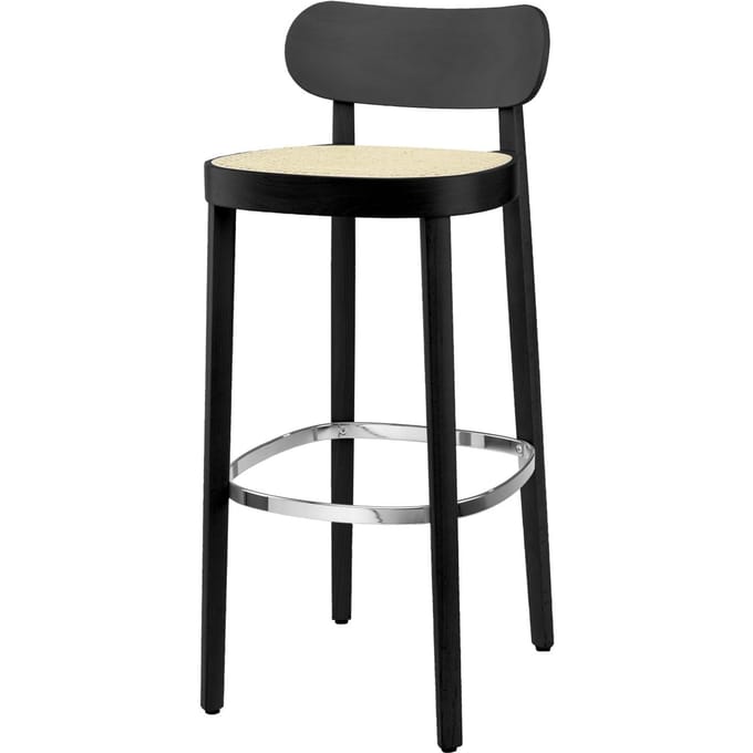Thonet 118 H / HT Barkruk - Beuken zwart gebeitst - H 94 cm