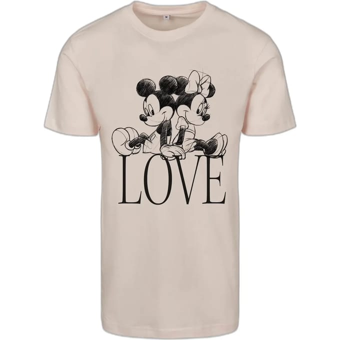 Merchcode Disney Mickey Mouse - Minnie Loves Mickey Dames Tshirt - XL - Roze