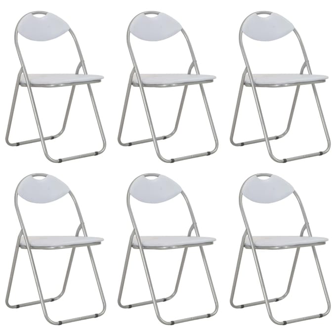 vidaXL Eetkamerstoelen inklapbaar 6 st kunstleer wit