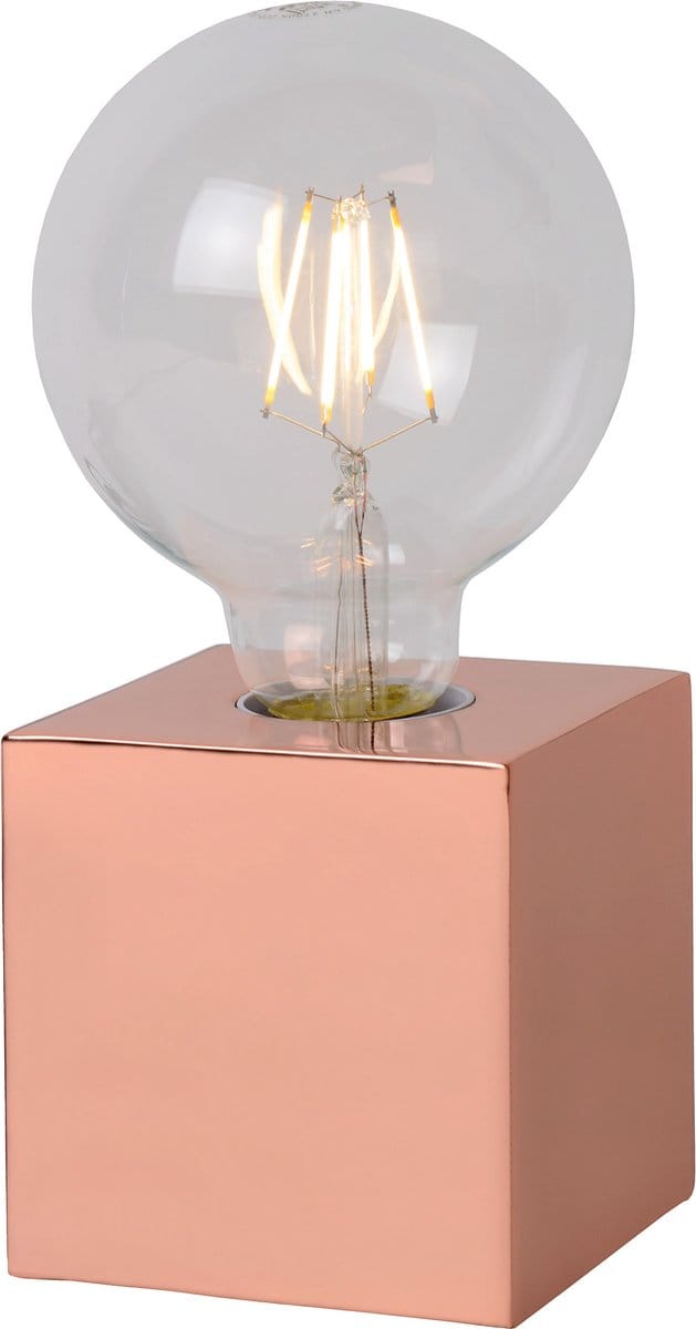 Lucide CUBICO - Tafellamp - Ø 9,5 cm - LED - E27 - 1x5W 2700K - Koper