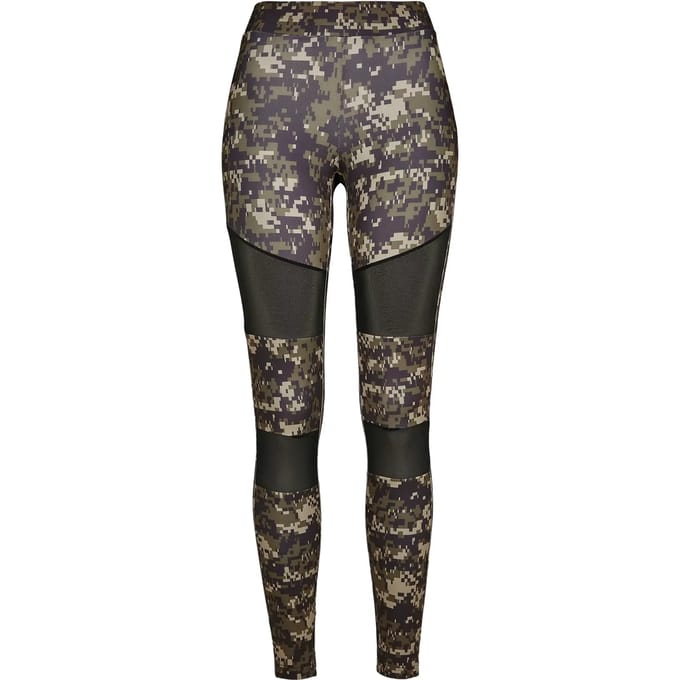 Urban Classics - Camo Tech Mesh Legging - S - Groen/Bruin