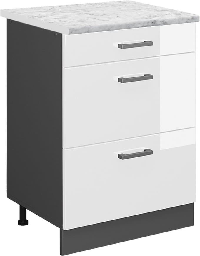 Vicco R-Line Keukenonderkast – 60 cm WB Marmer Wit Hoogglans