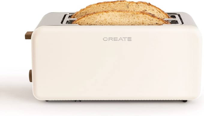 CREATE - Sleuven Broodrooster - Voor Brede Plakken - 6 Roosterniveaus - 1500W - Gebroken wit - TOAST RETRO XL