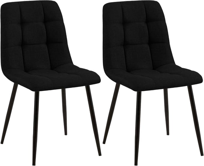 CLP Set van 2 Eetkamerstoelen Tilde - Gestoffeerd - Metalen Onderstel - belastbaar tot 150 kg - Stof/zwart