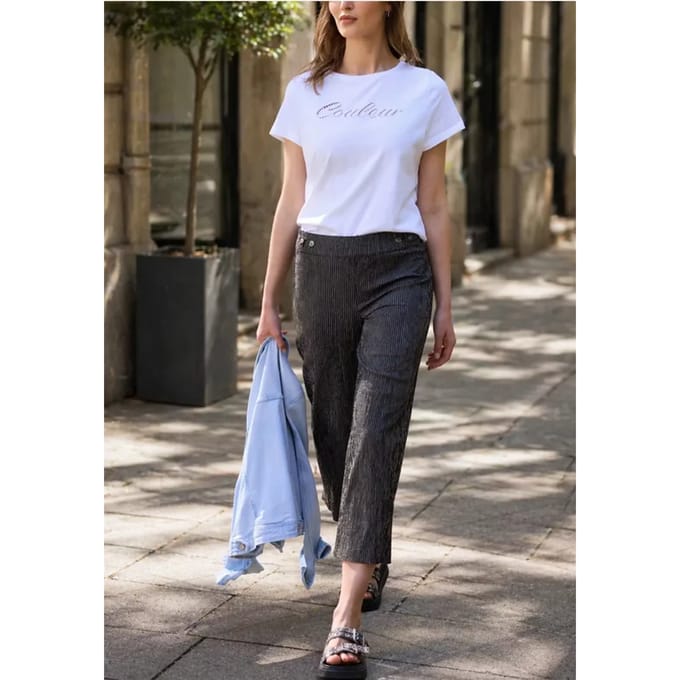 Gestreepte 7/8 broek Wide Legs