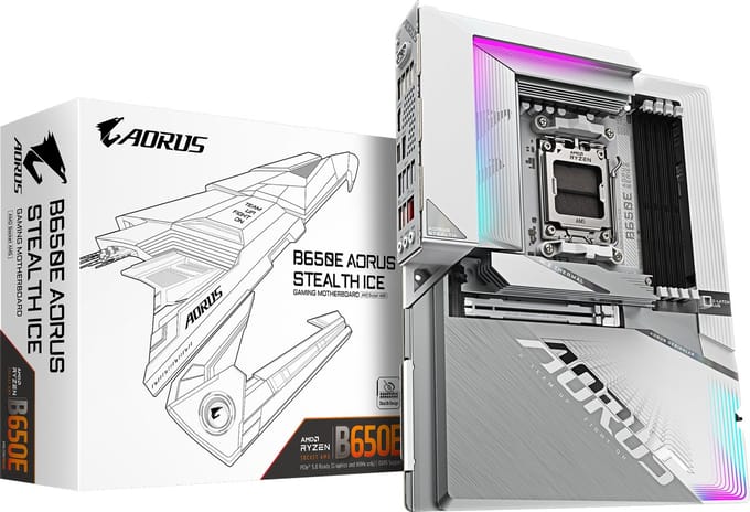 GIGABYTE AORUS B650E Stealth Ice - Moederbord ATX - Socket AM5 - AMD B650 - DDR5 - 2.5GBps LAN - Wi-Fi 7