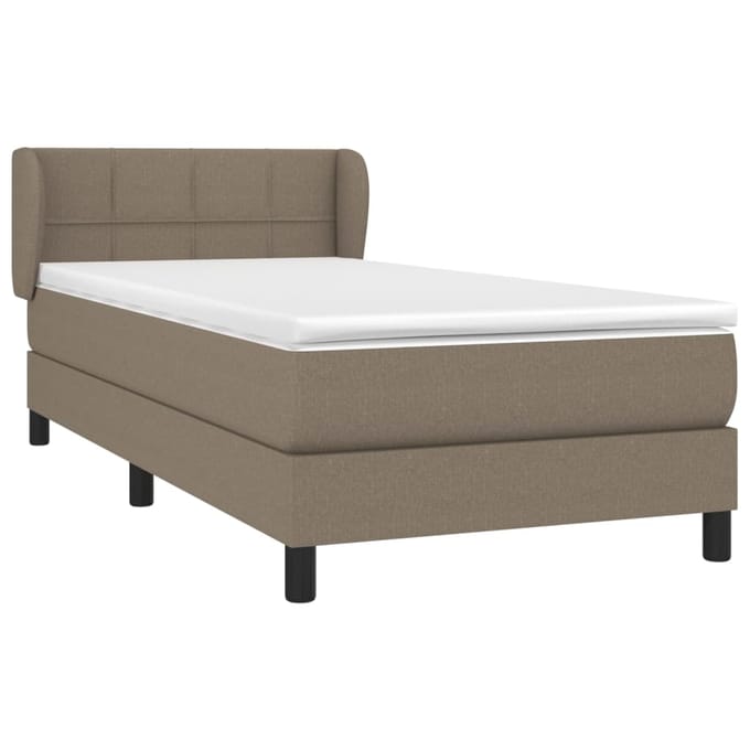 vidaXL - Boxspring - met - matras - stof - taupe - 90x200 - cm