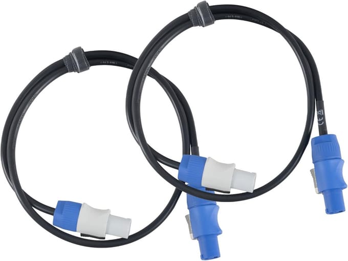 Set van 2 Stroomkabels met PowerCon-compatibele Stekkers - 1 Meter - Zwart