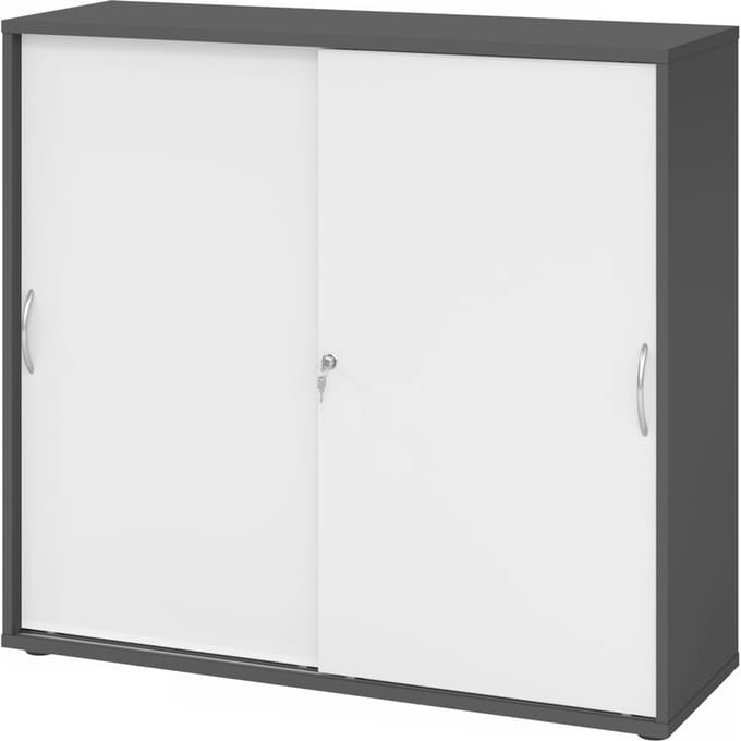 BETA 1753S | Schuifdeurkast | 3 OH - Grafiet/Wit Metalen handgreep