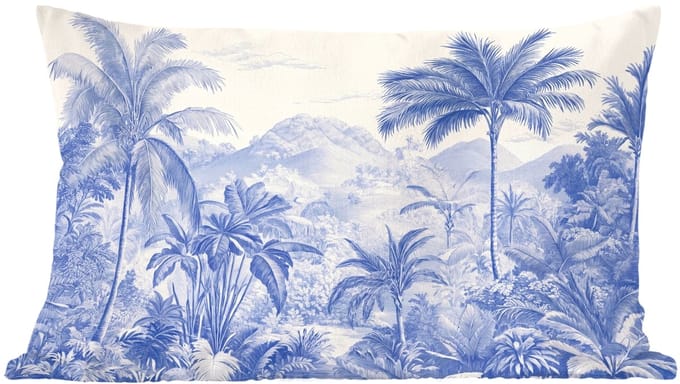 Sierkussens - Kussentjes Woonkamer - 50x30 cm - Tropisch - Jungle - Blauw