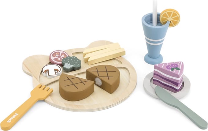 PolarB® Houten lunchset - houten eetset - houten speelgoed vanaf 18+ maanden