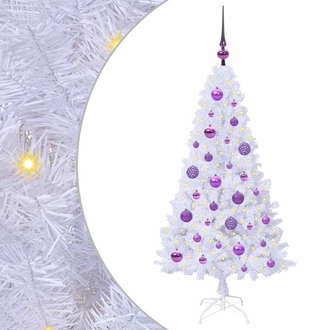 vidaXL Kunstkerstboom Wit 120 cm PVC en staal