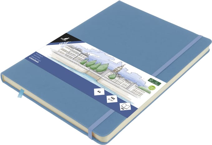 Kangaro schetsboek - A4 - sky blue - met elastiek en lint