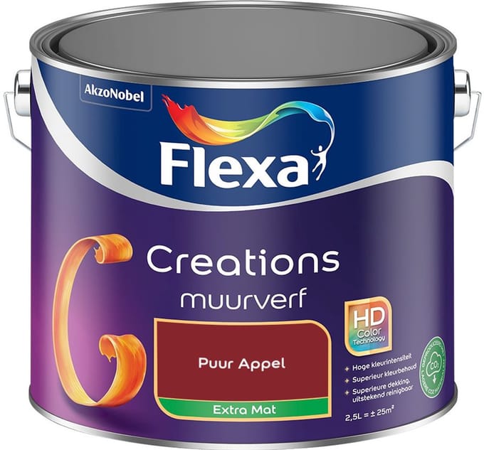 Flexa - Creations Muurverf Extra Mat - Puur Appel - Mengverf - 2,5 L