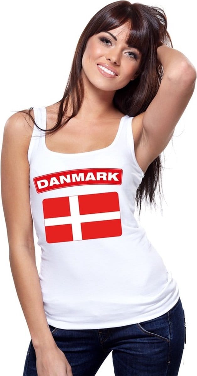Denemarken singlet shirt/ tanktop met Deense vlag wit dames M