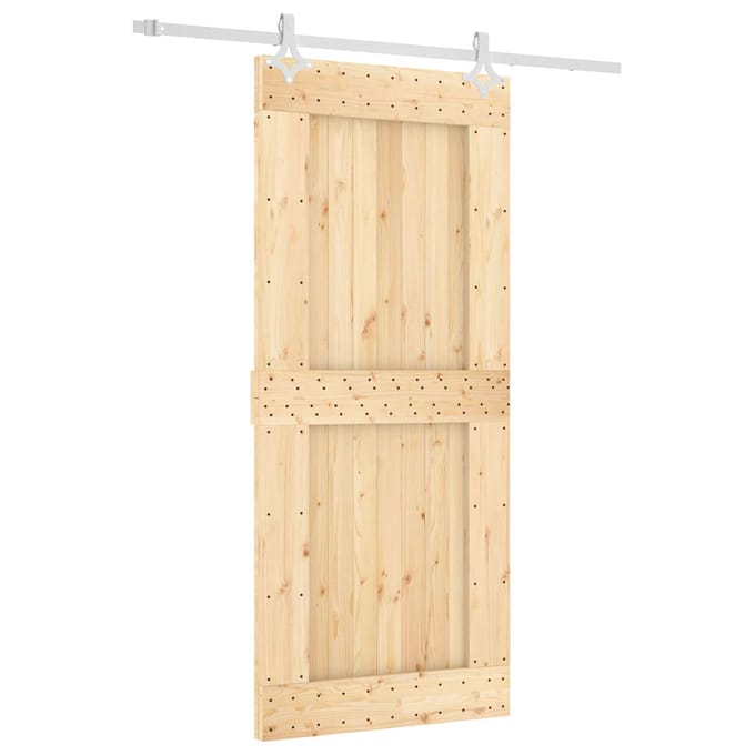 vidaXL - Schuifdeur - 90 - x - 210 - cm - Massief - Pine - Hout - (Onbehandeld)