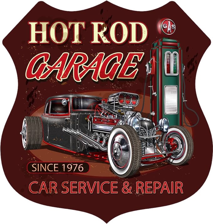 Signs USA - Schild - Hot Rod Garage - 39 x 37 cm