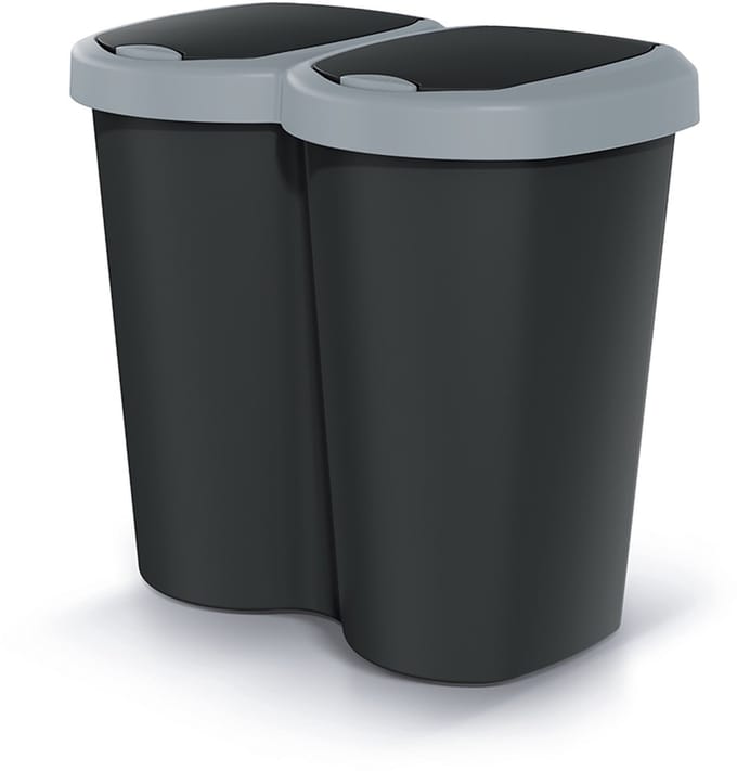 Compacta B Duo - Prullenbak - 40L - één compartiment twee deksels - Grijs / Zwart