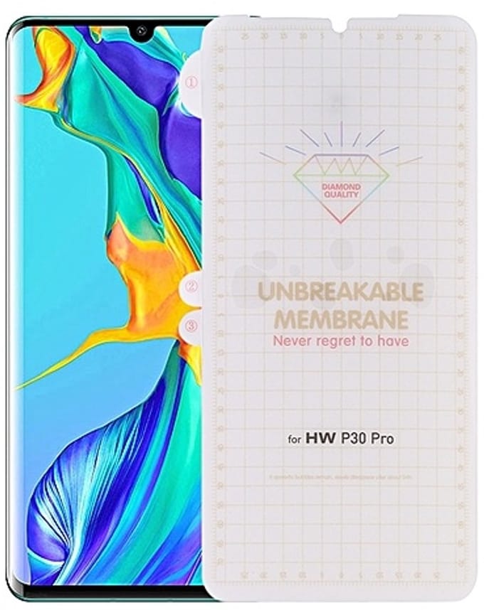 Screenprotector geschikt voor Huawei P30 Pro Diamond Film Folie Screenprotector Full-screen | Fingerprint Unlocking Transparant/Clear