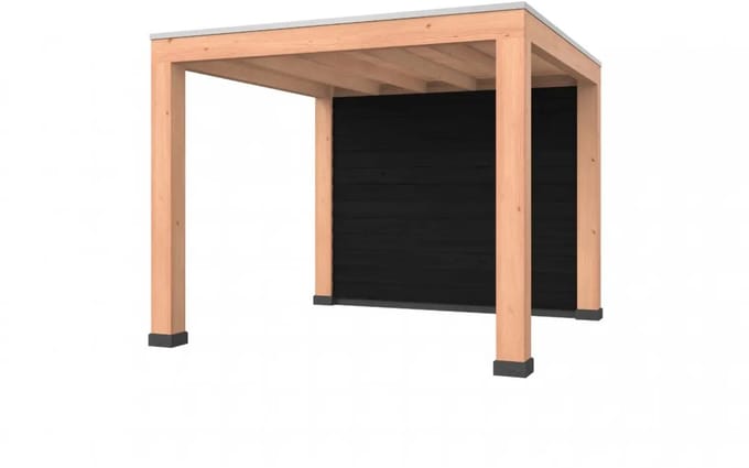 Douglas overkapping, 300 x 300, met achterwand, Westwood Modern Basic zwart