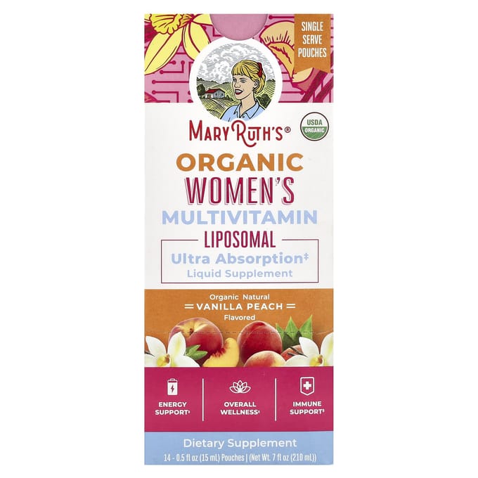MaryRuth's, Multivitamine Liposomale Bio pour Femmes, Vanille Pêche, 14 Unités, 0,5 fl oz (15 ml) Chaque