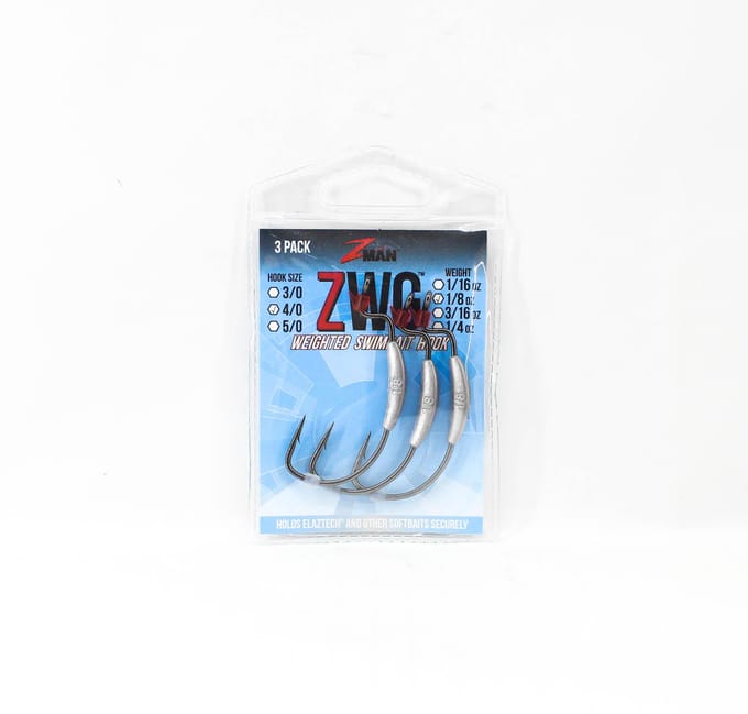 Hameçon pour ver Swimbait lesté Zman ZWG 1/8 oz 4/0 3/paquet (7190) white