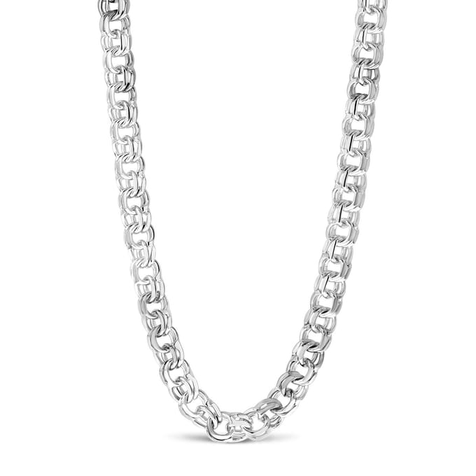 Juwelier Emo - Fantasie Schakel ketting Zilver 925 Gerhodineerd - 7mm Breed - Lengte 60 CM