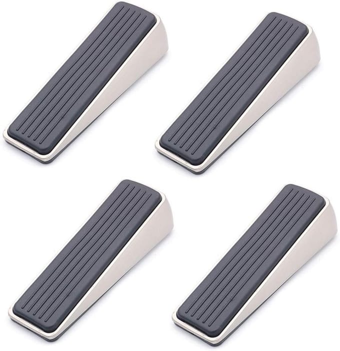 Set van 4 Zware Deurstoppers Zinklegering voor Vloerbevestiging met Antislip Rubberen Buffer