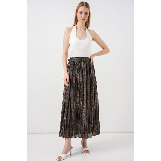 Hoge Taille Paisley Midi A-Lijn Rok