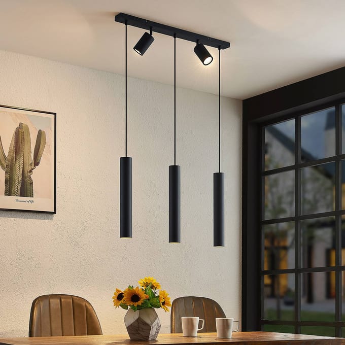 Lindby - hanglamp - 5lichts - staal - H: 40 cm - GU10 - zandzwart