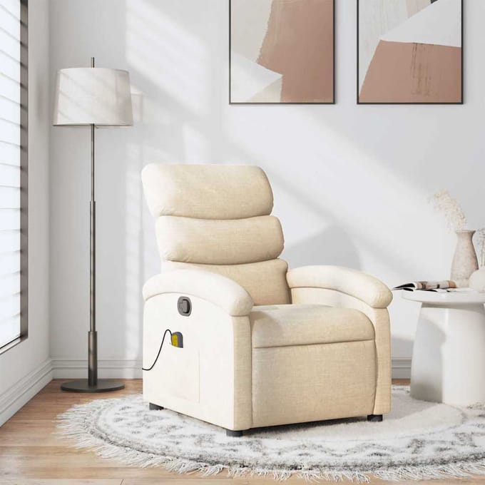 vidaXL - Massagestoel - verstelbaar - stof - crèmekleurig