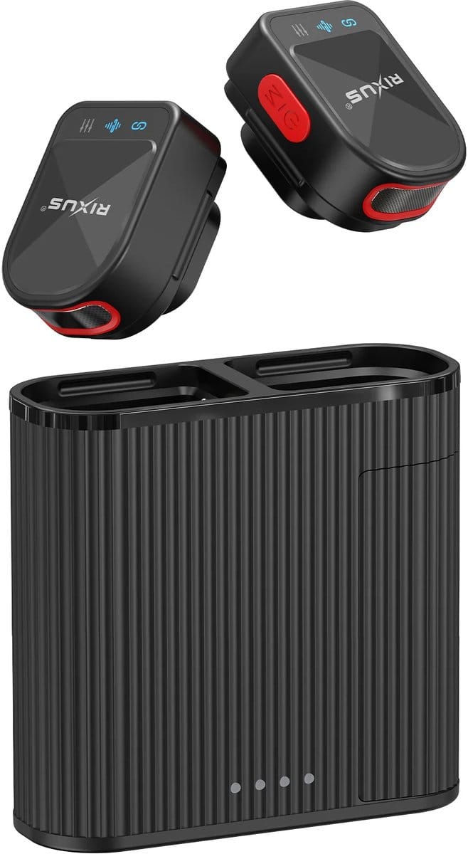 Rixus RXMIC03 Mini Wireless Microphone For Live Stream And Video Recording Black