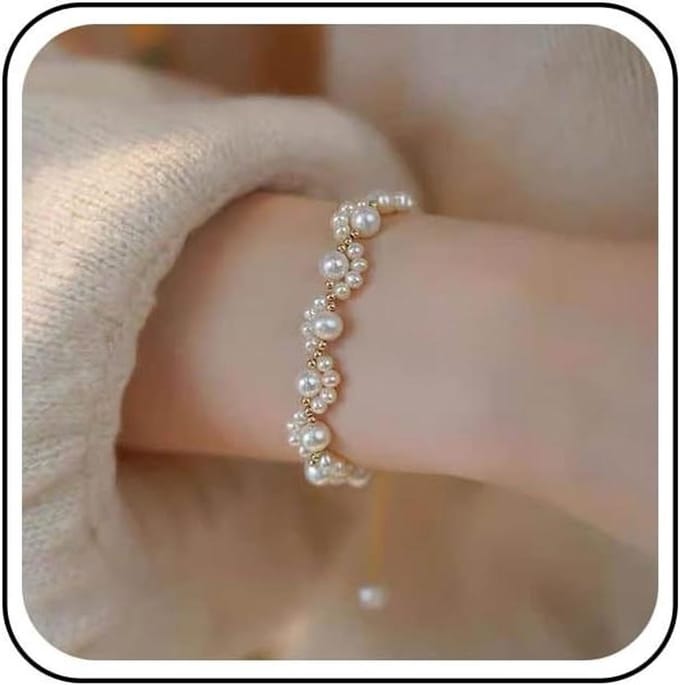 Parel Armband - Bloemen Armband - Bruiloft Accessoire - Zoetwater Parels - N.v.t. - Wit